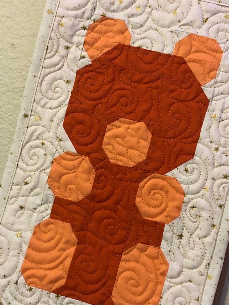 Handmade Gummy Bear Wall Hanging / Mini Quilt - Orange