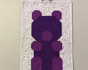 Handmade Gummy Bear Wall Hanging / Mini Quilt - Grape