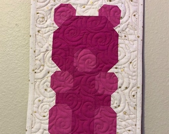 Handmade Gummy Bear Wall Hanging / Mini Quilt - Watermelon