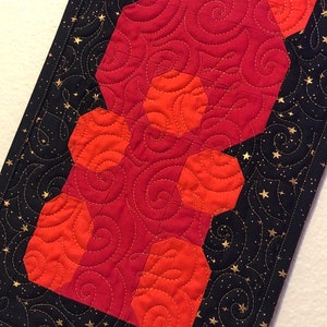 Handmade Gummy Bear Wall Hanging / Mini Quilt - Cherry in Midnight