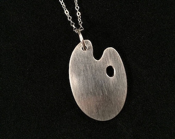Colgante de paleta de artista: regalo de plata de ley hecho a mano para artistas o pintores.