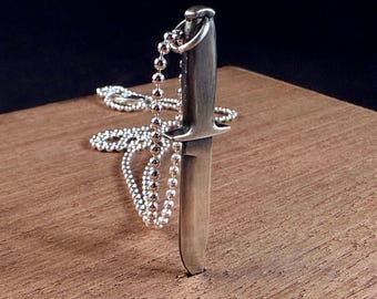 Colgante de cuchillo Ka-Bar: regalo hecho a mano en plata de ley para el Cuerpo de Marines de EE. UU.