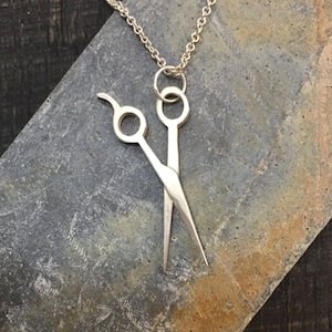 Hair Stylist&#39;s Scissors Pendant: Handmade Sterling Silver Shears Gift for Barber, Hair Stylist or Crafter