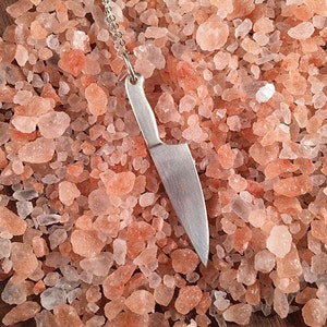 Collar colgante de cuchillo de chef / plata de ley / chef cocinero sushi carnicero / hecho a mano