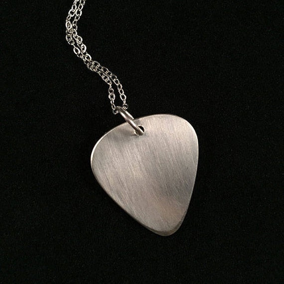 Guitar Pick Pendant Necklace Sterling Silver Guitarist - Sterling Silver Guitar Pick Pendant
