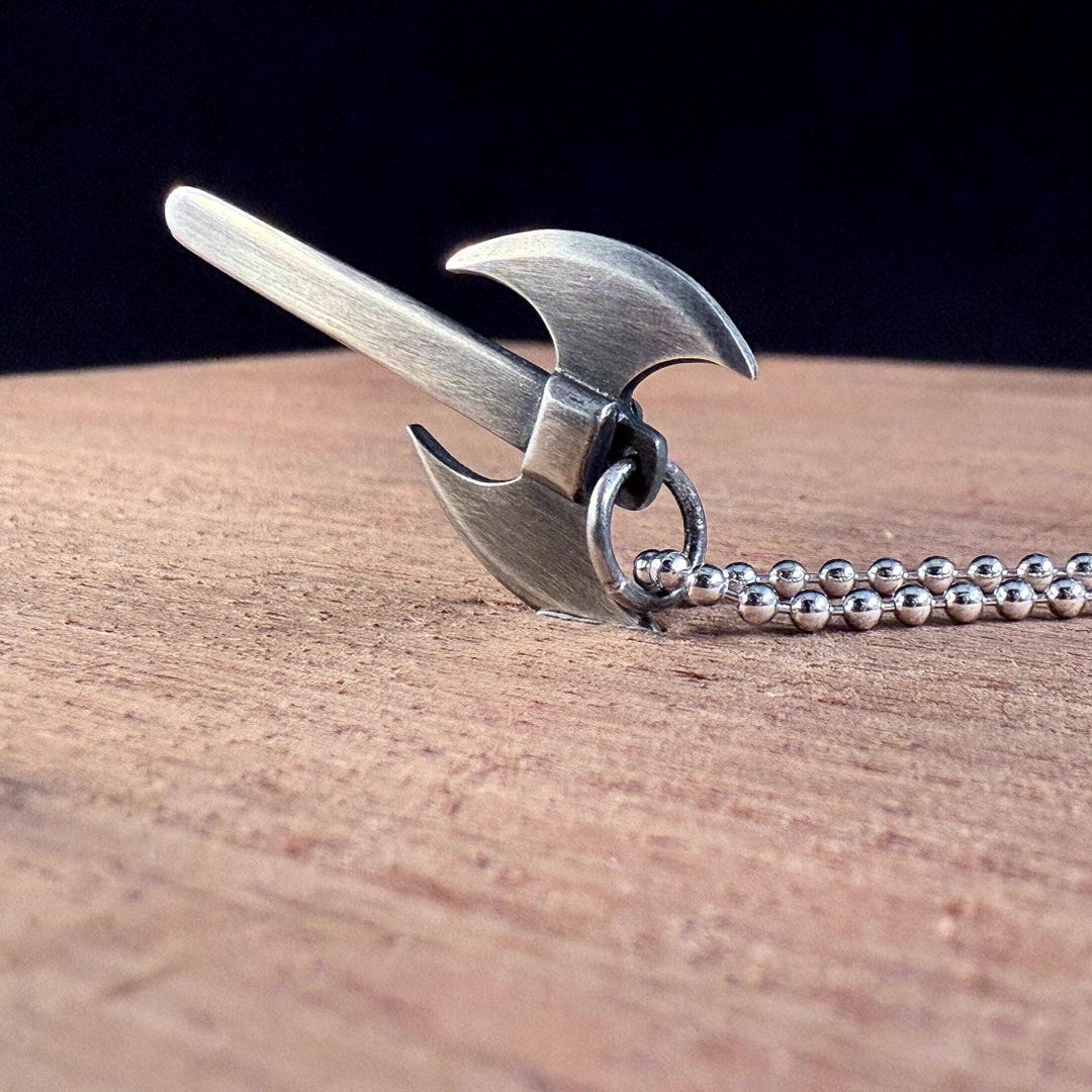 Viking Axe Pendant: Sterling Silver Handmade Double Headed Ax Gift for ...