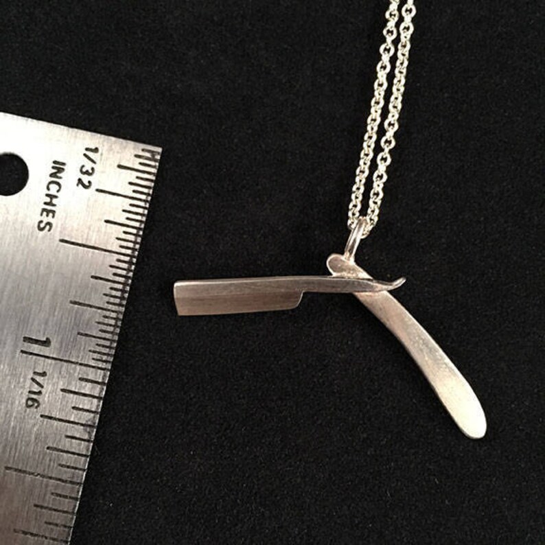 Straight Razor Pendant Sterling Silver Barber Gift Etsy