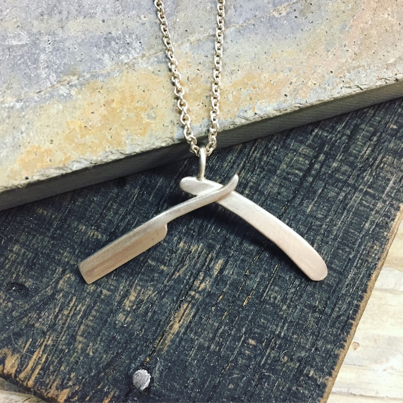 Straight Razor Pendant Sterling Silver Barber Gift Etsy