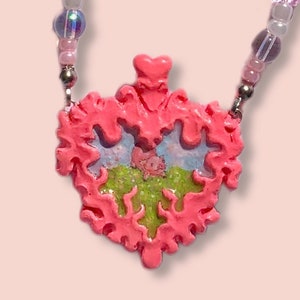 Piggy Necklace, Futuristic Jewelry, Frame Pendant