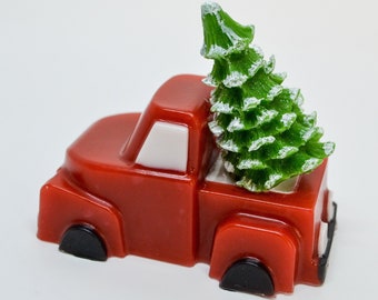 Red Farm Truck Tree Soap | Christmas | Party Favors | Winter Candy Apple | Frosted Cranberry | Mistletoe | Pine | Masculine | Fruity