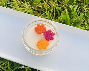 Fall Soy Candle | Small | Mason Jelly Jar | Home Fragrance | Autumn | Leaves | Pumpkin | Thanksgiving | November | Apples | Friendsgiving
