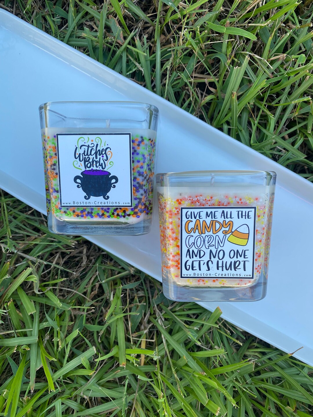 Halloween Square Jar Candle Sprinkles Candy Corn Etsy