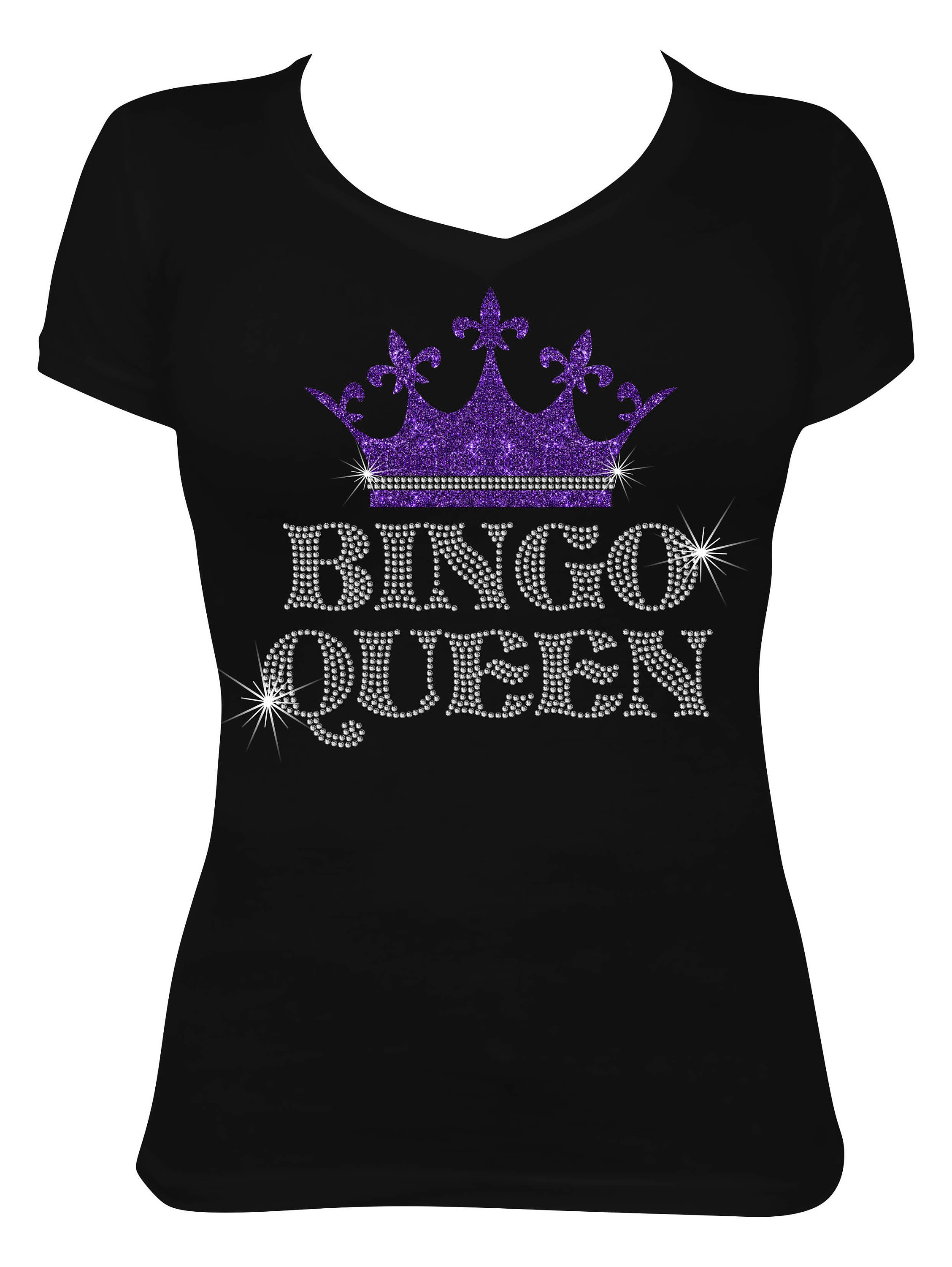 BINGO QUEEN-rhinestones – S, Athletic Maroon