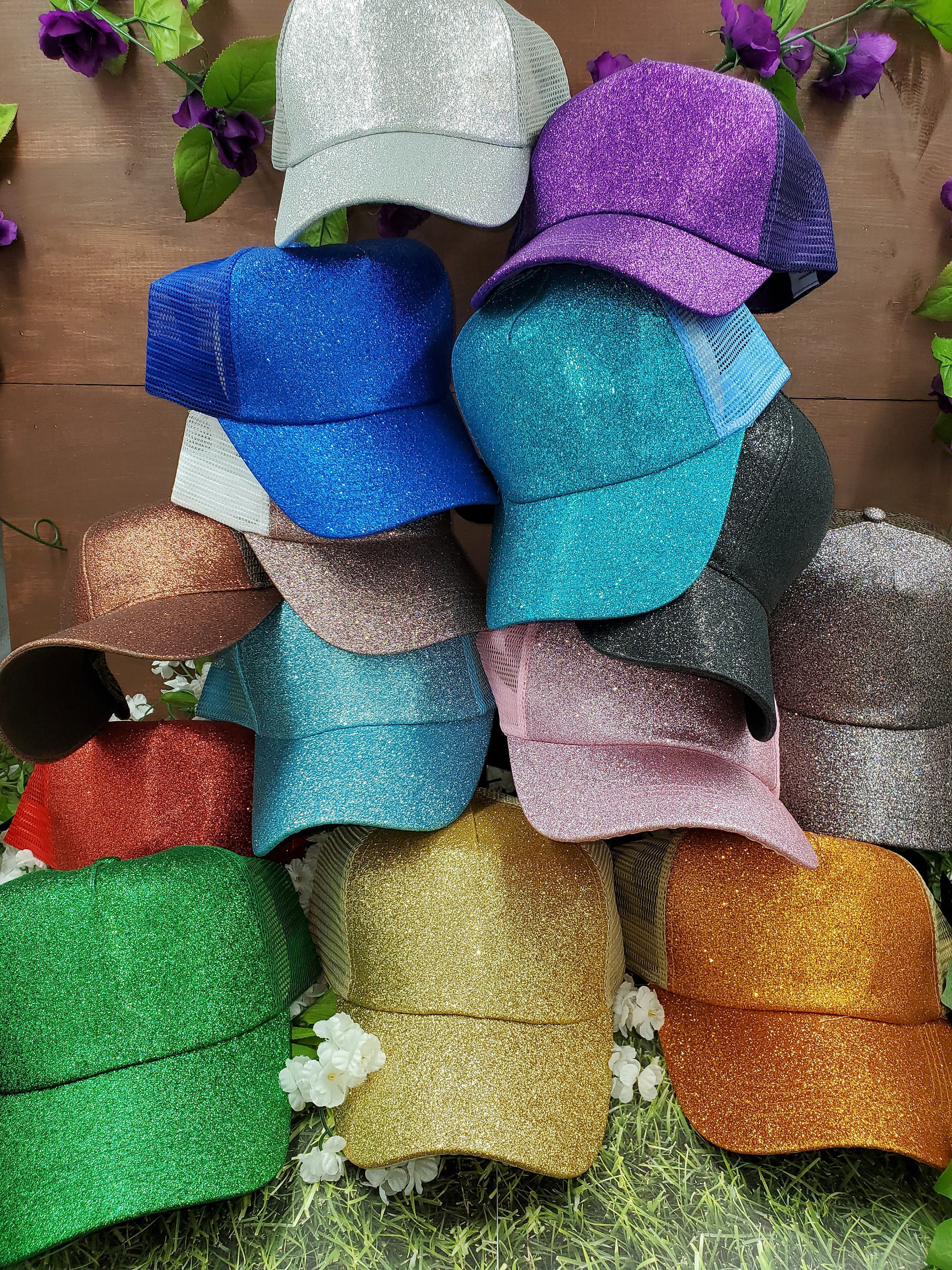 Glitter Ponytail Hats Various Colors/Styles