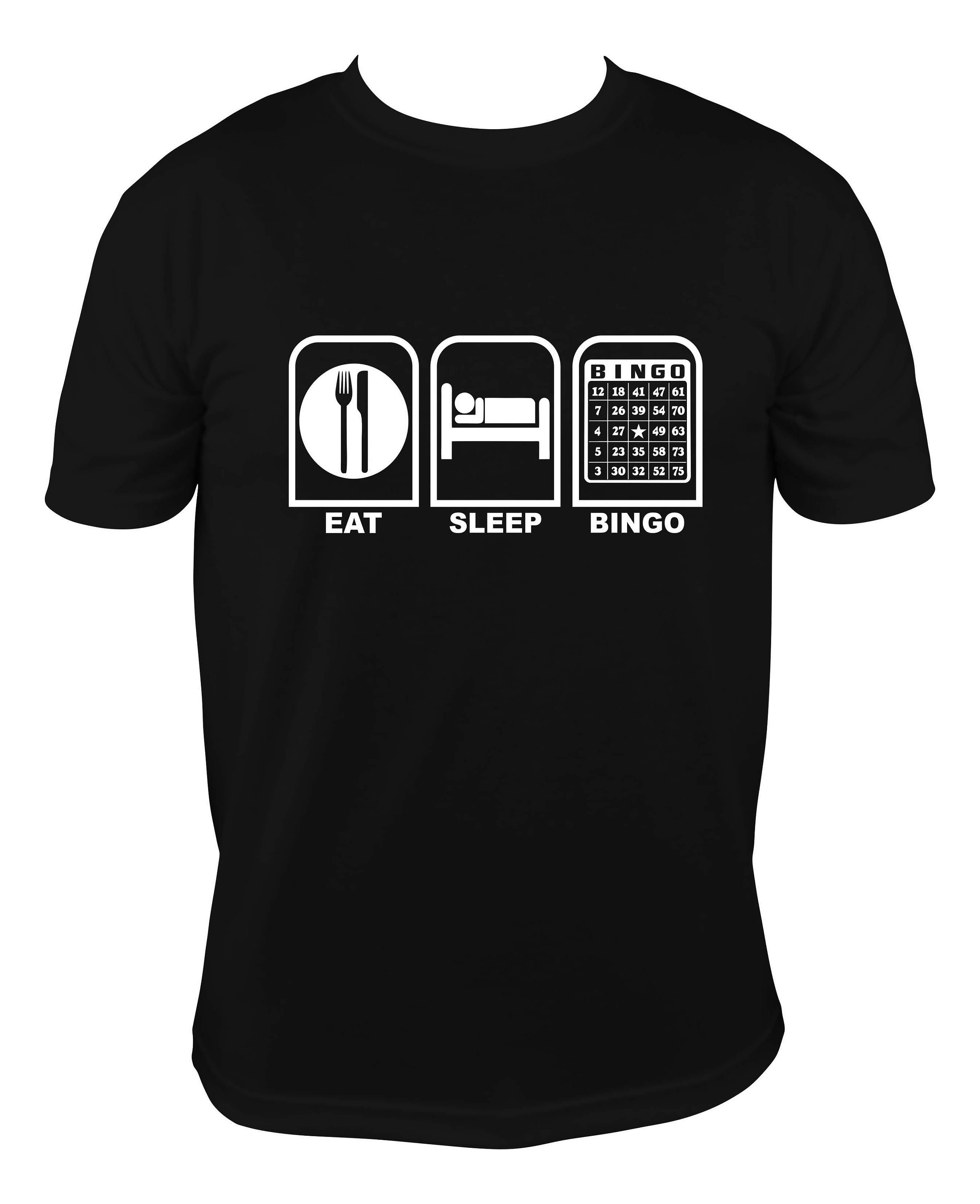 EAT SLEEP BINGO T-shirt – S, Blue