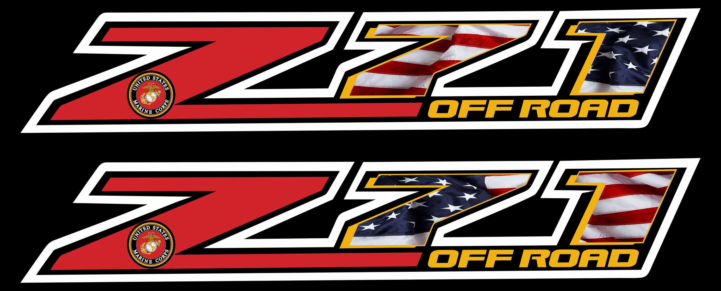Military Edition Z71 Side Bed Decals (Set Of 2) Chevy Silverado Z71 – ARMY, Blk outline Airforce