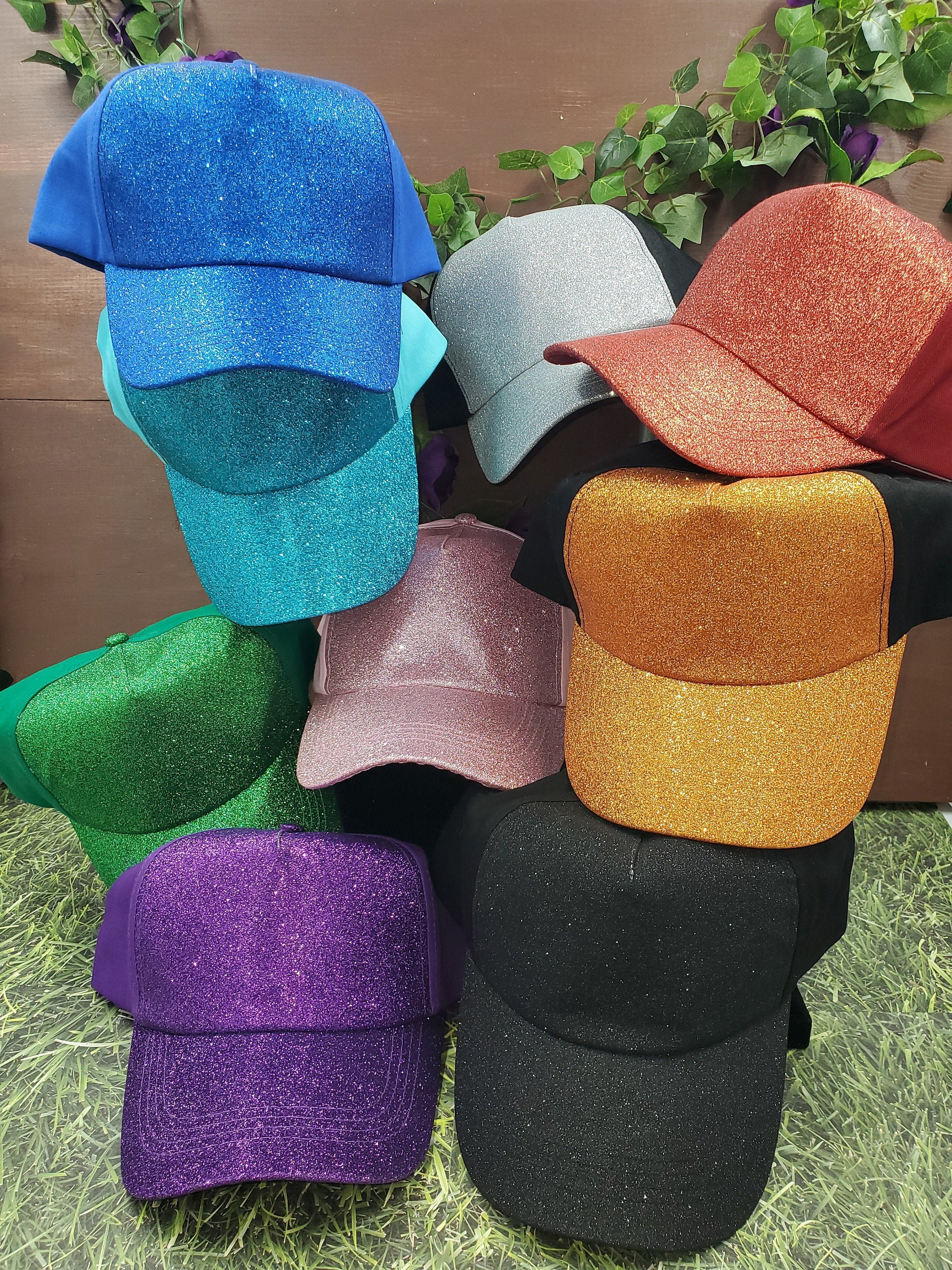 Glitter Ponytail Hats Various Colors/Styles – Fuchsia/Pink