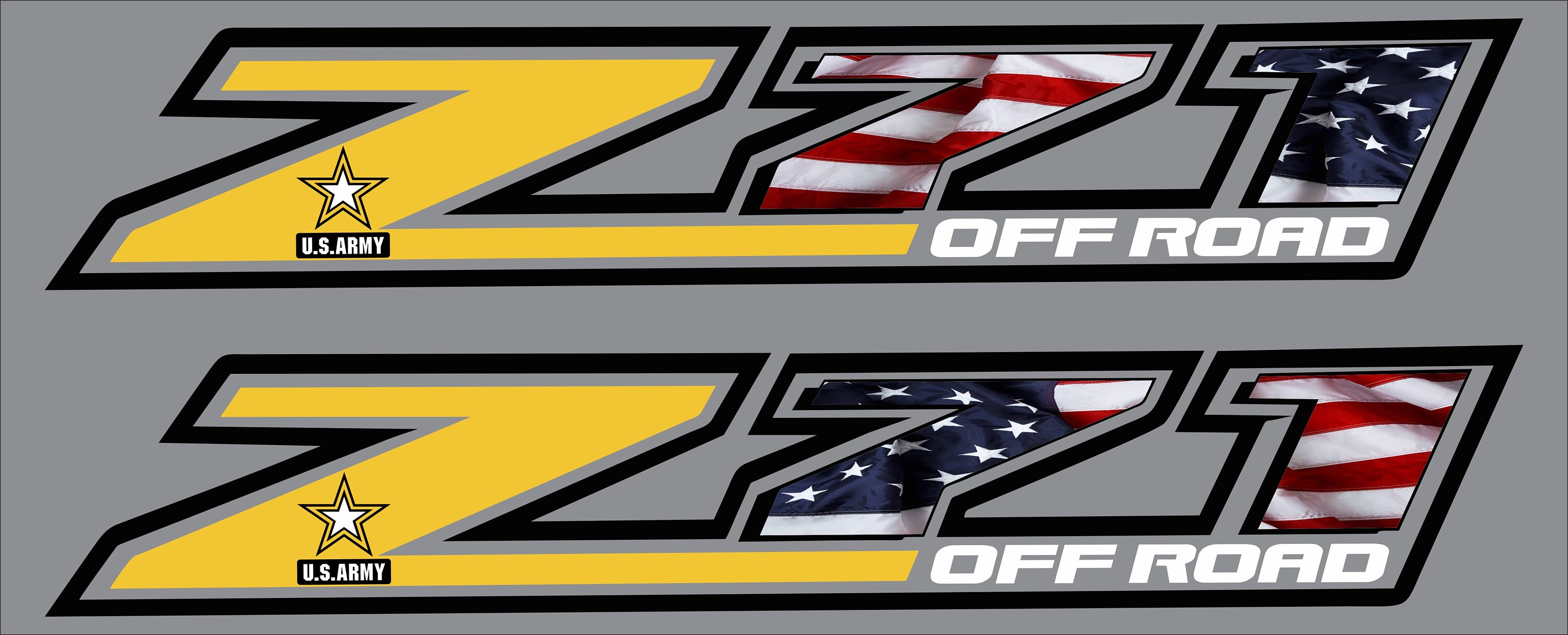 Military Edition Z71 Side Bed Decals (Set Of 2) Chevy Silverado Z71 – ARMY, White outline Marine