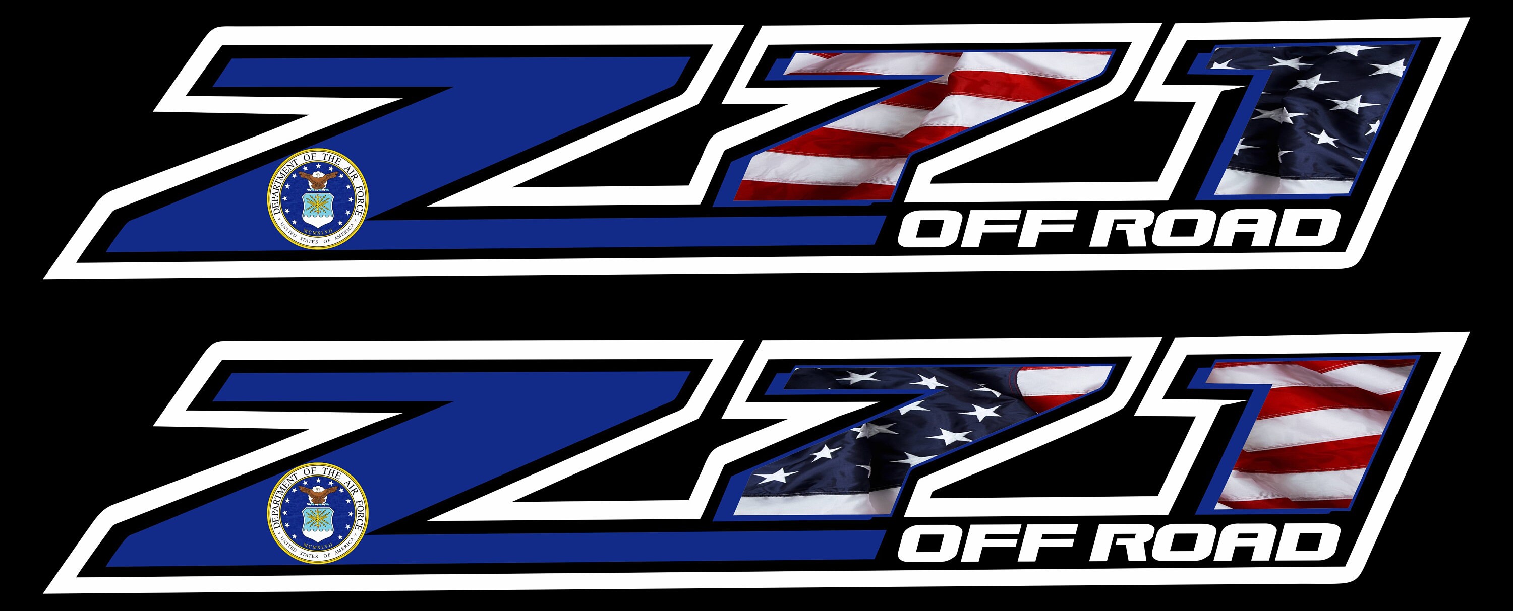 Military Edition Z71 Side Bed Decals (Set Of 2) Chevy Silverado Z71 – ARMY, Black outline Navy
