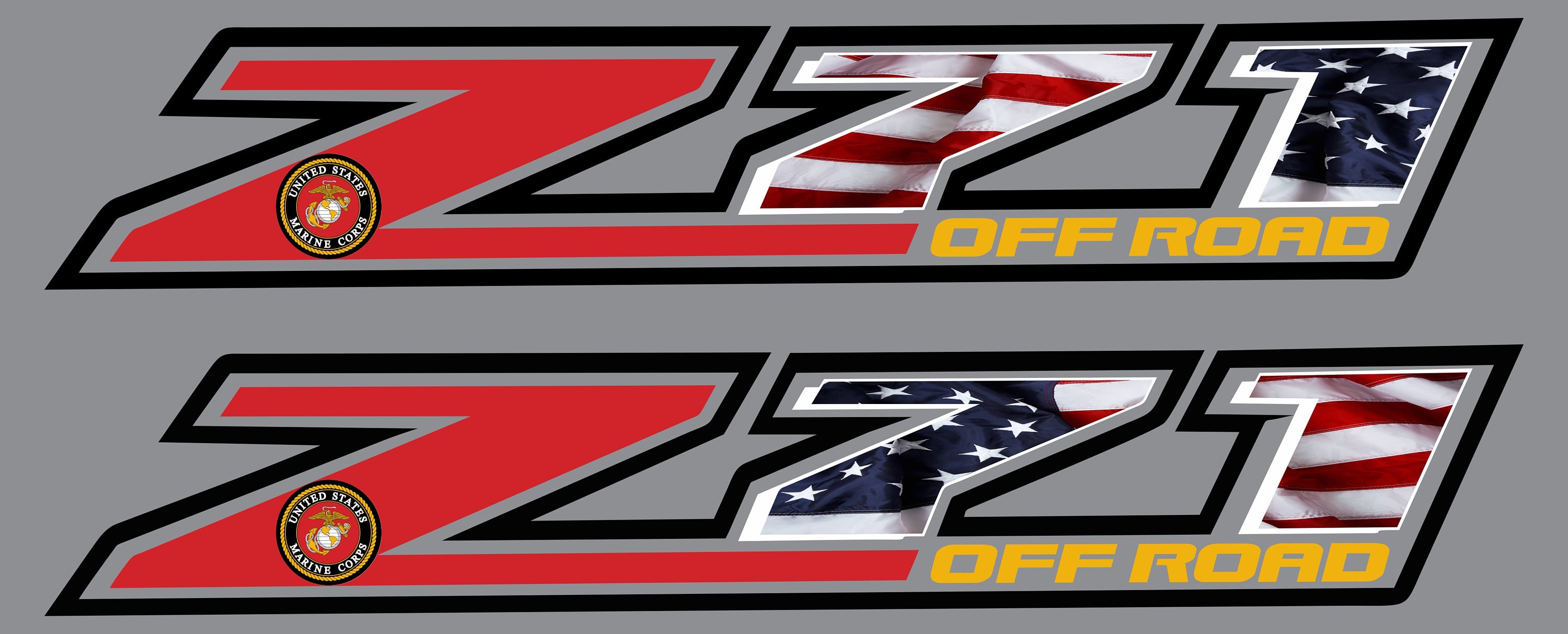 Military Edition Z71 Side Bed Decals (Set Of 2) Chevy Silverado Z71 – ARMY, Wht outline Airforce