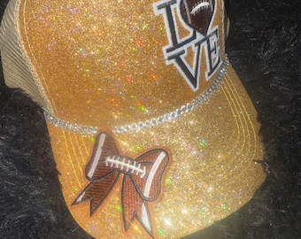 Glitter football patch hat