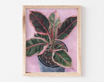 Ruby Fine Art Print, Acrylic Tropical Plant Painting, Archival Giclèe, Colorful Wall Art