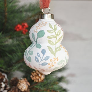 Hand Painted Watercolor Ceramic Ornament - Eucalyptus Bundle