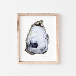 Watercolor Oyster Painting Print- &quot;Oyster #3&quot;, Archival Giclée Print, Coastal Wall Decor