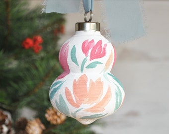 Hand Painted Watercolor Ceramic Ornament - Tulips