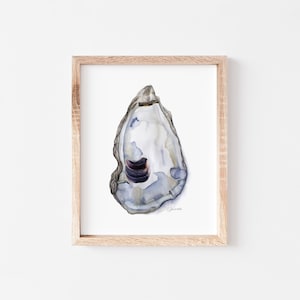 Watercolor Oyster Painting Fine Art Print- &quot;Oyster #4&quot;, Archival Giclèe, Coastal Wall Art