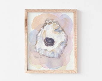 Boardwalk - watercolor oyster painting fine art print