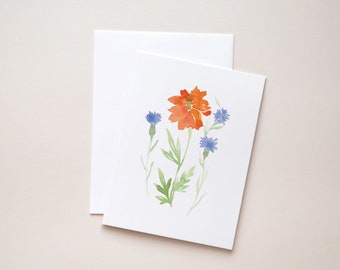 Summer Bouquet Greeting Card, watercolor flower card, thank you card