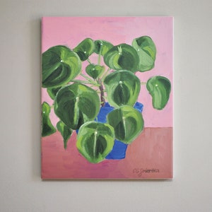 Original Acrlic Painting on Canvas- Botanical Collection, “Pilea”