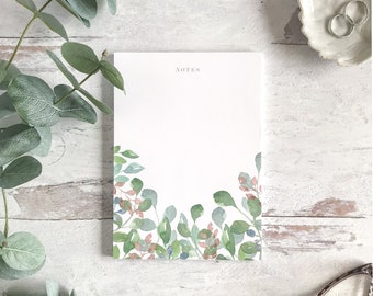Watercolor Leaves Notepad, Spring To-do List, Gift for Plant Lover