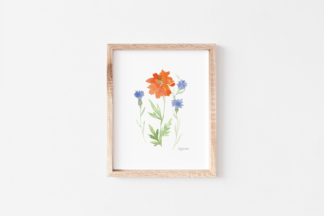 Summer Bouquet Fine Art Print, Watercolor Floral Painting, Archival ...