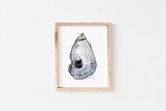 Watercolor Oyster Painting Fine Art Print- "Oyster #4", Archival Giclèe, Coastal Wall Art