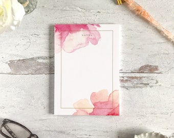 Pink Floral Watercolor Notepad, To-do List