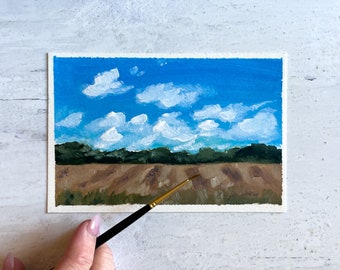 Original hand painted art, “Open Field”, acrylic mini painting