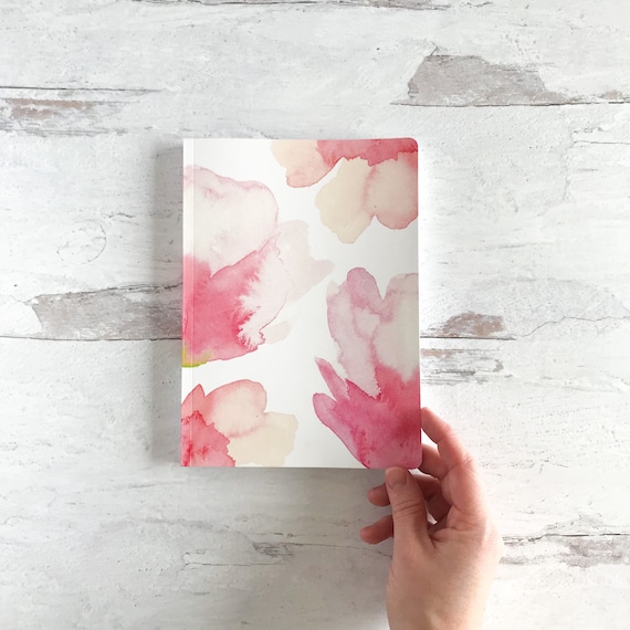 Soft Covered Journal, Pink Watercolor Floral Notebook