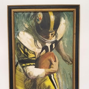 Vintage 1960&#39;s Dave Boss Pittsburgh Steelers Canvas Painting