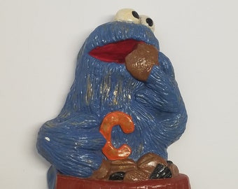 Vintage 3-D Cookie Monster Wall Sculpture Sesame Street Jim Henson