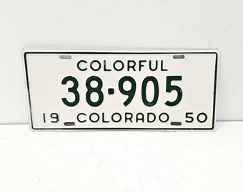 Vintage 1950 Colorado License Plate: Green & White Costilla County