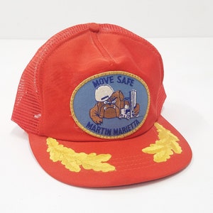 Vintage 1980&#39;s Martin Marietta Move Safe Trucker Hat with Oak Clusters and Bulldog