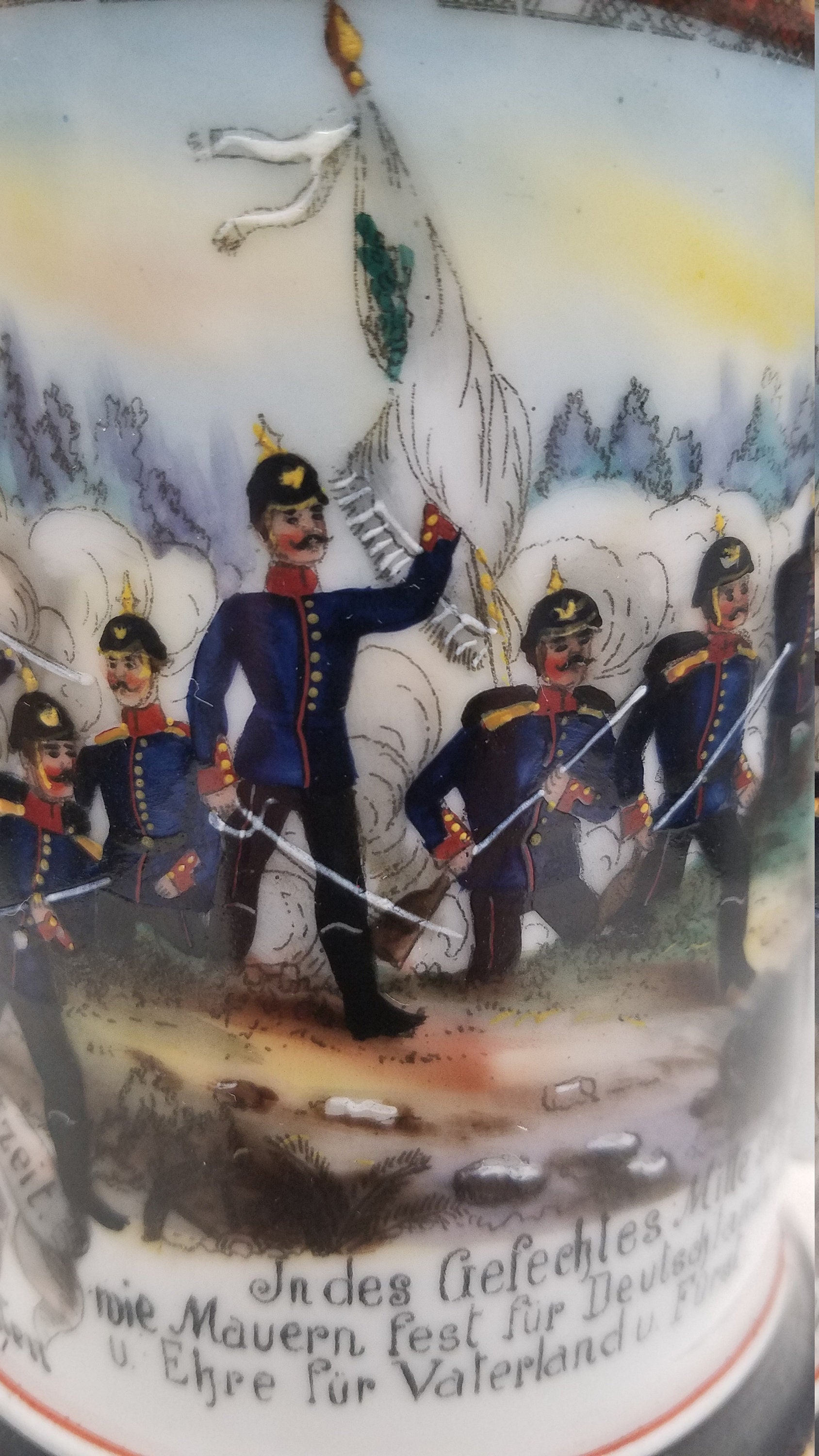 Antique 1900 German 112th Infantry Regimental Beer Stein Porcelain
