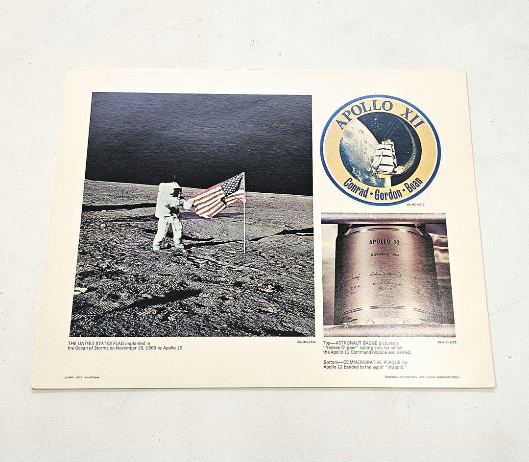 Vintage Apollo 12 NASA Color Plate Set of Photos - Etsy