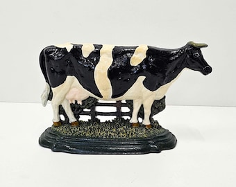 Vintage Cast Iron Cow Doorstop Decor - Cow Sculpture