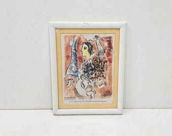 Vintage 1967 Marc Chagall Lithograph by Mourlot Imprimeurs Editions Berggruen Paris France The Circus with the Yellow Clown