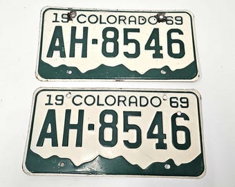 Vintage 1969 Colorado License Plate Pair Set AH-8546