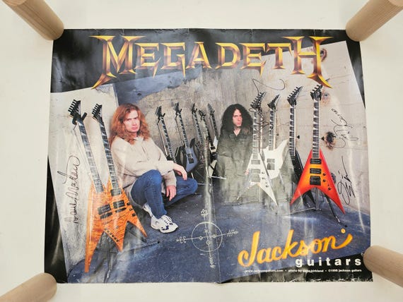 Signed 1998 Megadeth Jackson Guitars Poster: Dave Mustaine
