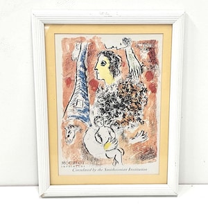 Vintage 1967 Marc Chagall Lithograph by Mourlot Imprimeurs Editions Berggruen Paris France The Circus with the Yellow Clown